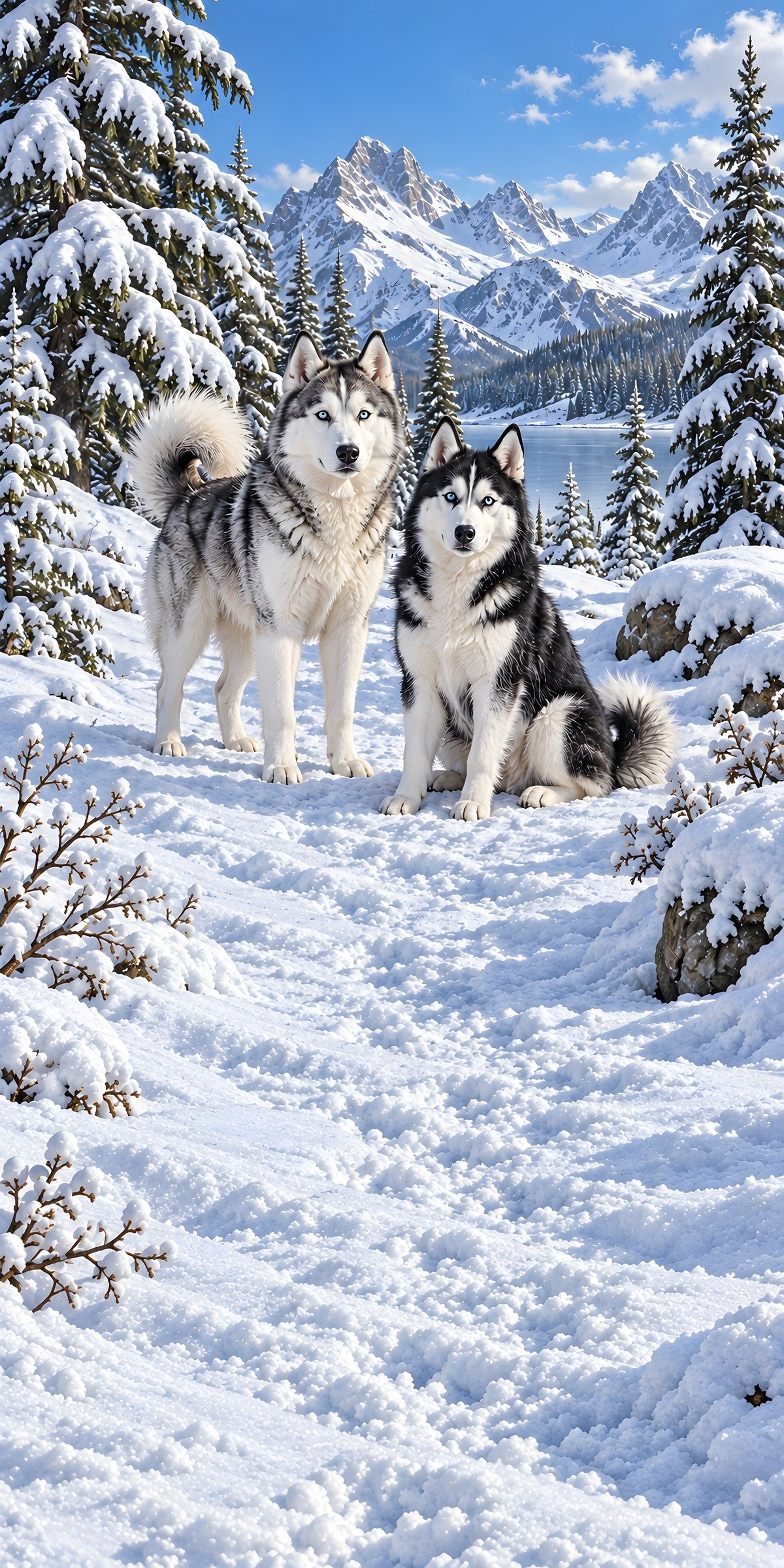Huskies in the Snow fridge wrap full design