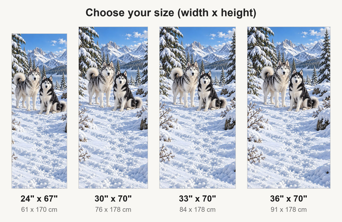Huskies in the Snow fridge wrap available sizes 24, 30, 33 and 36 inch