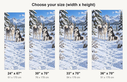 Huskies in the Snow fridge wrap available sizes 24, 30, 33 and 36 inch