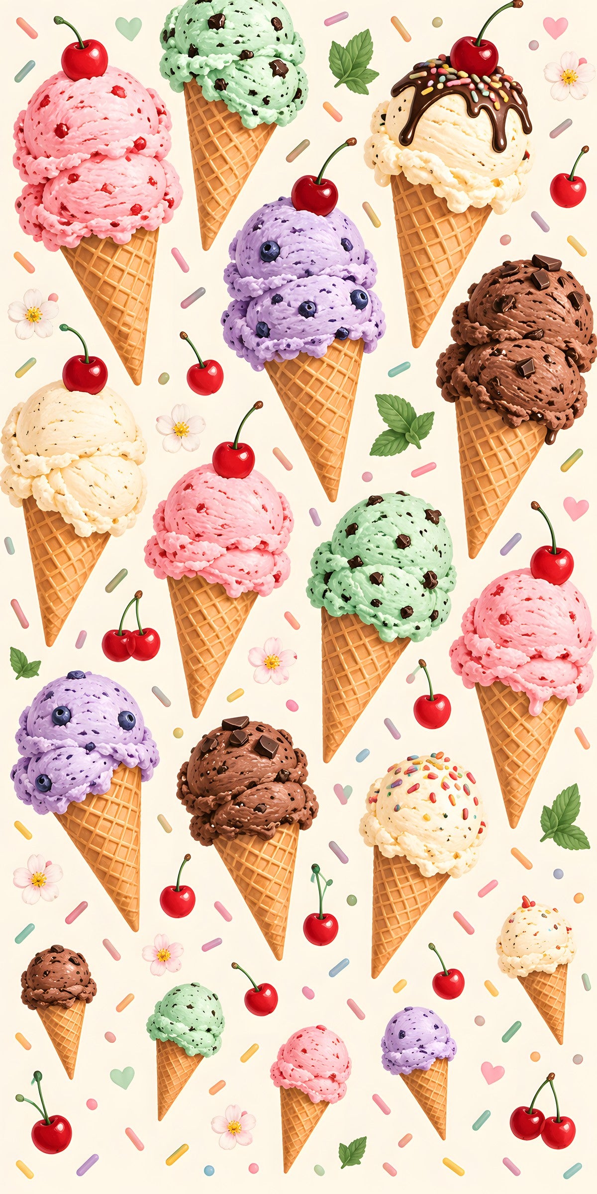 Ice Cream Cones fridge wrap full design