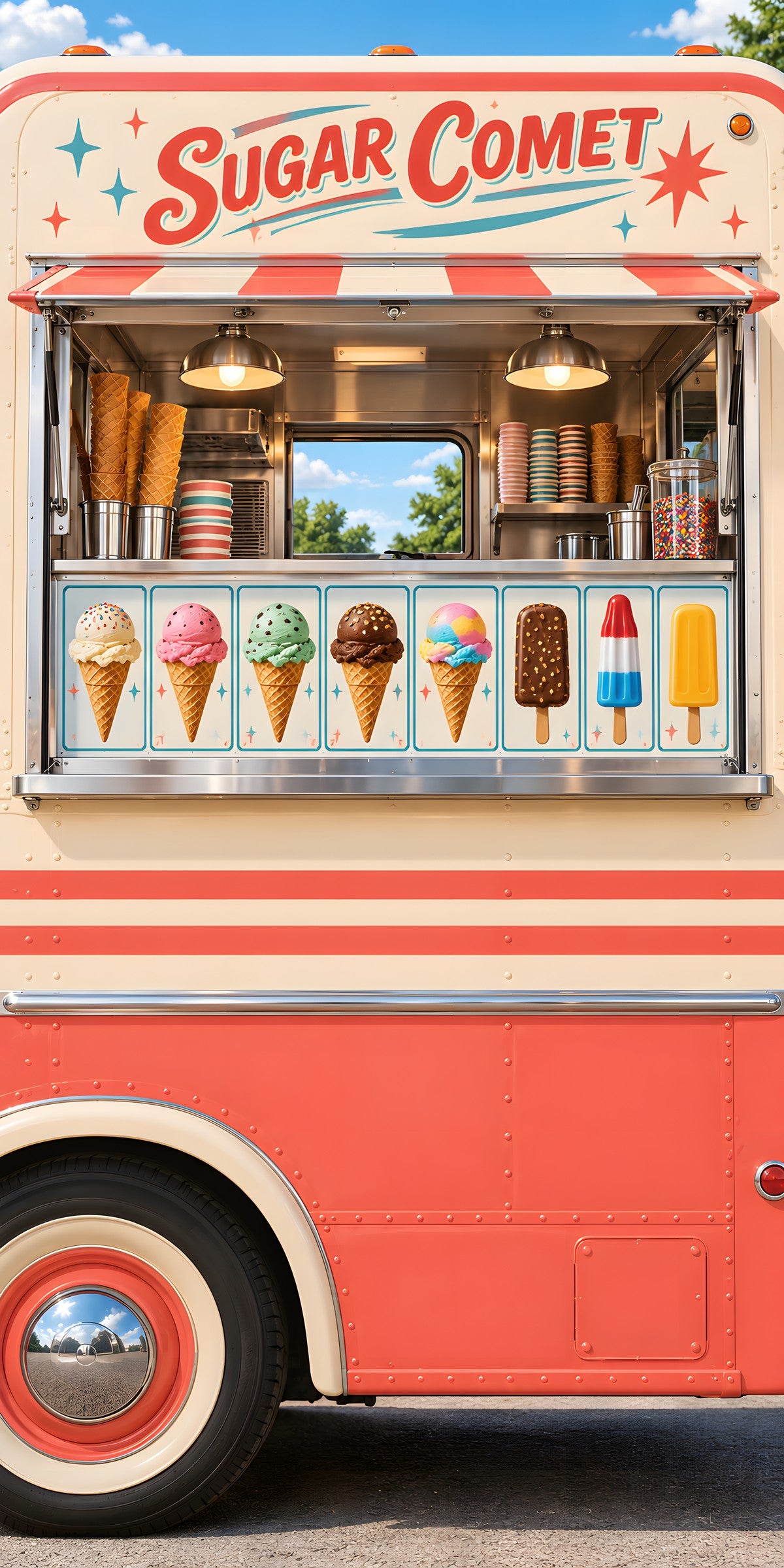 Ice Cream Truck Window fridge wrap full design