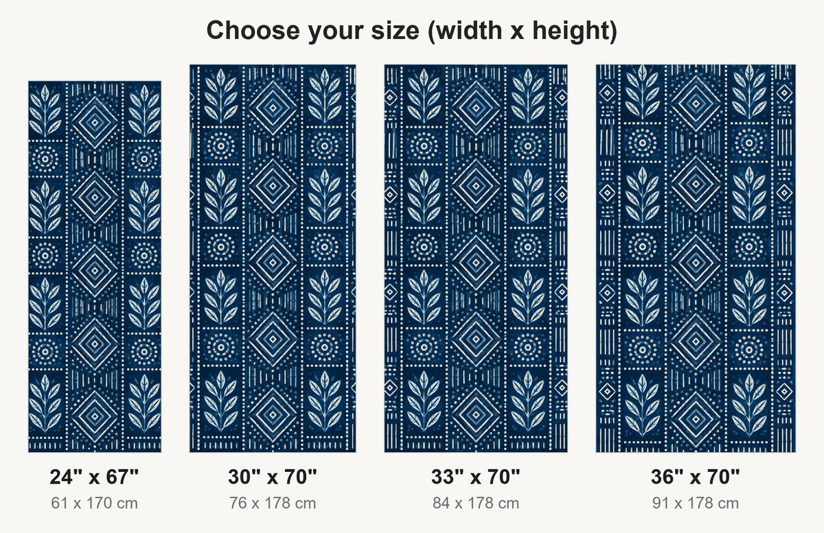 Indigo Block Print fridge wrap available sizes 24, 30, 33 and 36 inch
