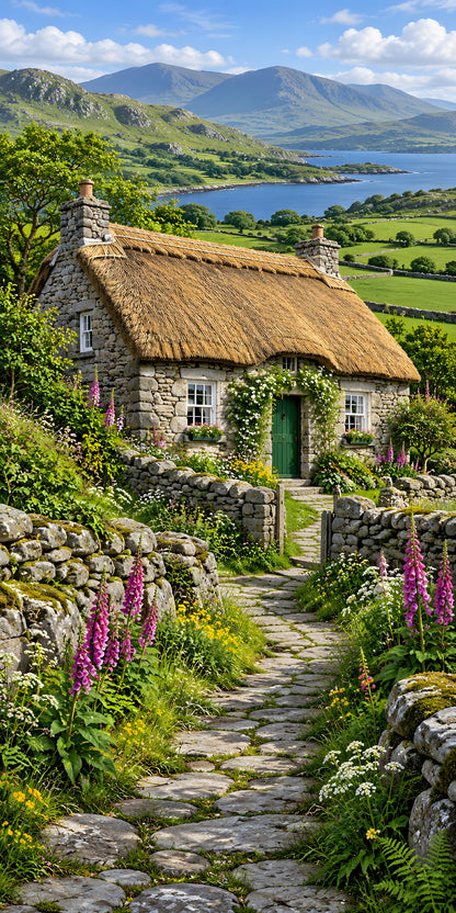 Irish Stone Cottage fridge wrap full design