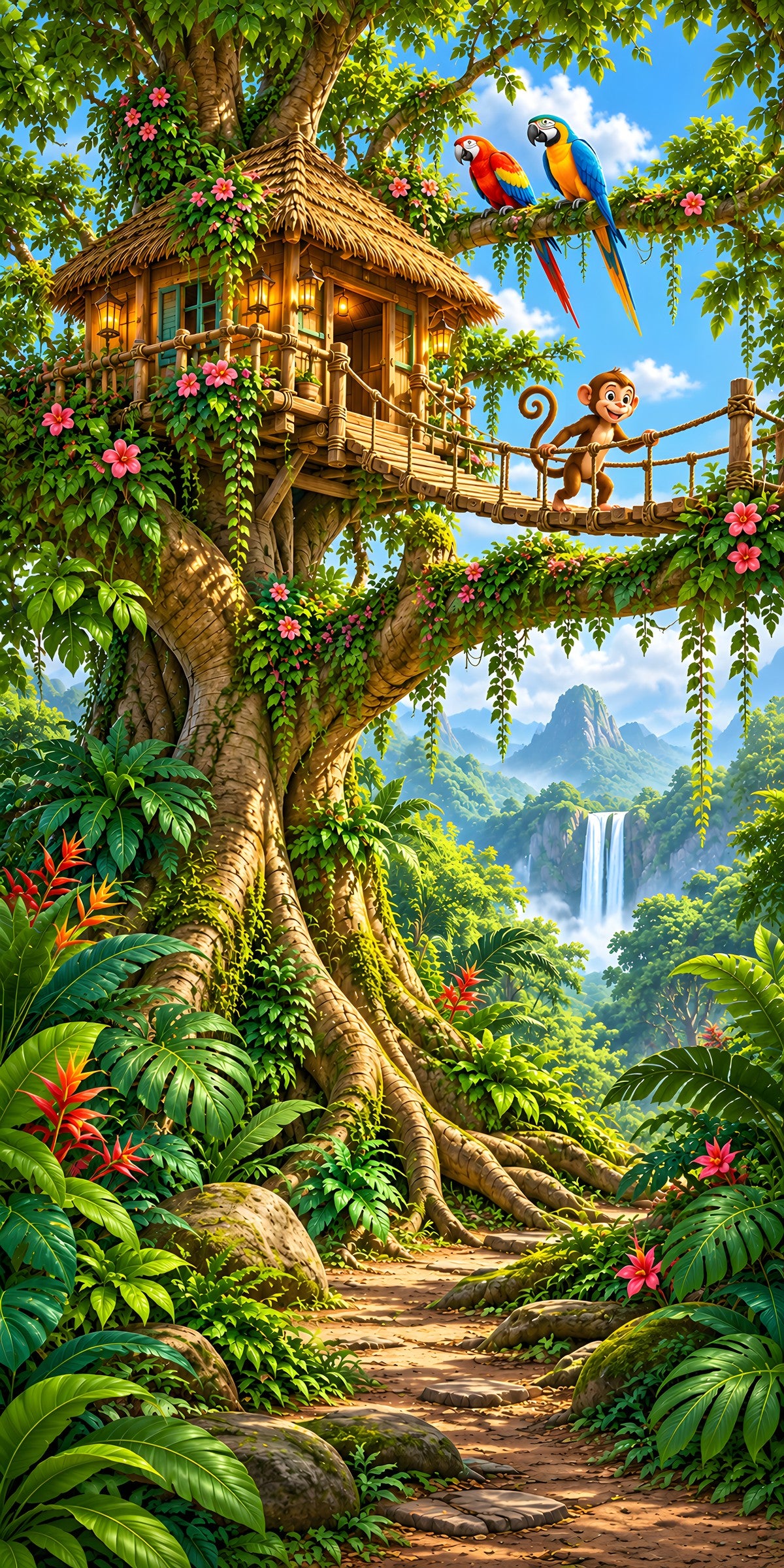 Jungle Treehouse fridge wrap full design