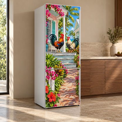 Key West Conch Houses fridge wrap, refrigerator shown at an angle