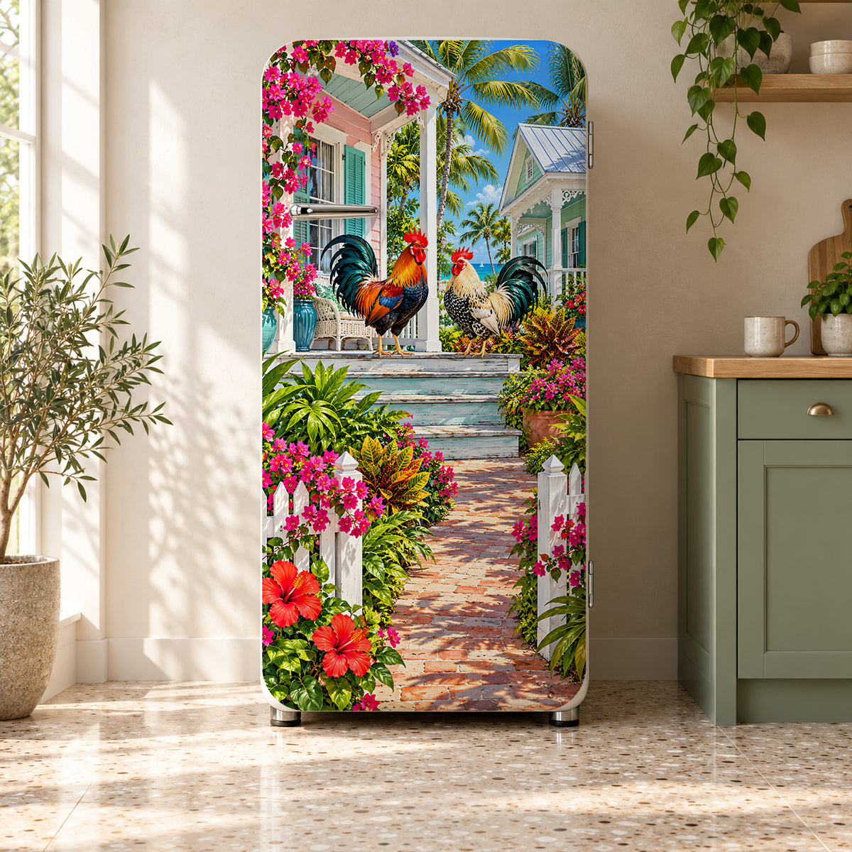 Key West Conch Houses fridge wrap on a retro refrigerator