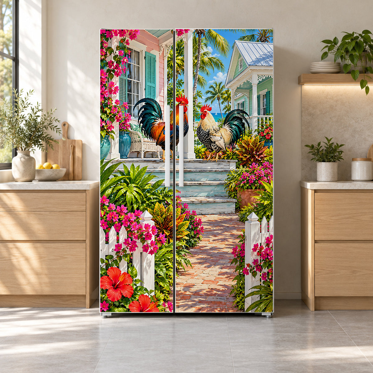 Key West Conch Houses fridge wrap on a side-by-side refrigerator