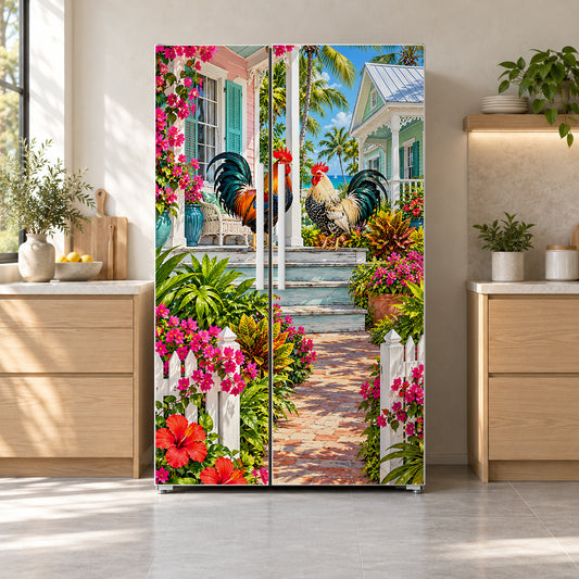 Key West Conch Houses fridge wrap on a side-by-side refrigerator