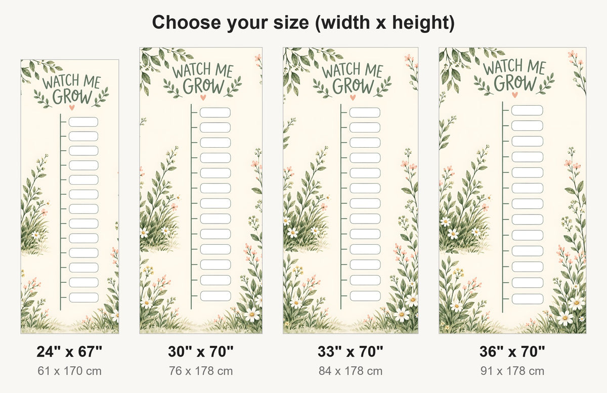 Kids Growth Chart fridge wrap available sizes 24, 30, 33 and 36 inch