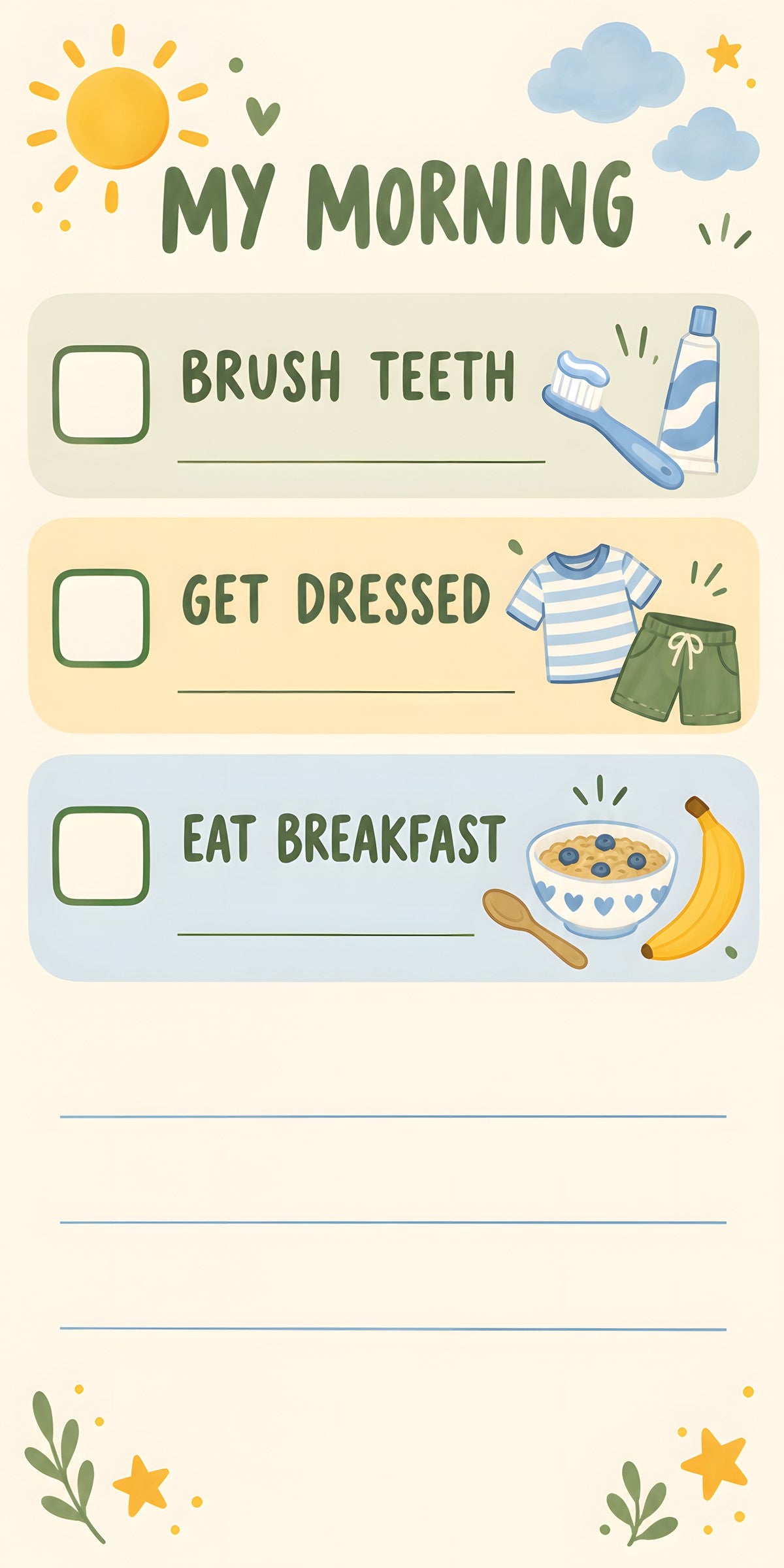 Kids Morning Routine Chart fridge wrap full design