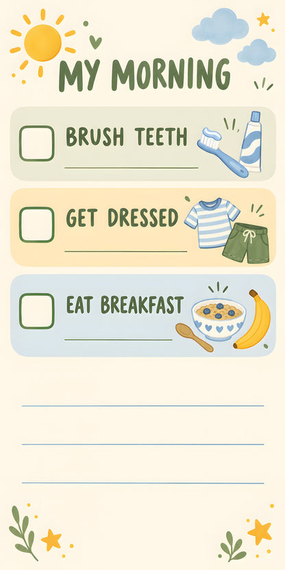 Kids Morning Routine Chart fridge wrap full design