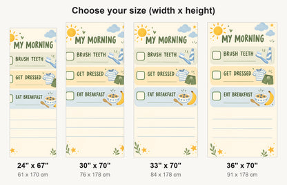 Kids Morning Routine Chart fridge wrap available sizes 24, 30, 33 and 36 inch