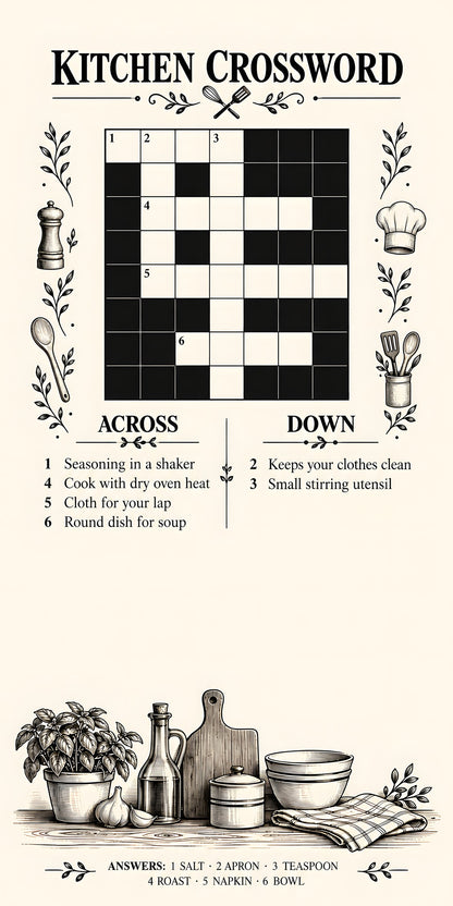 Kitchen Crossword Puzzle fridge wrap full design