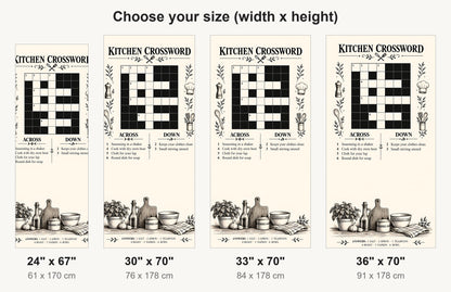 Kitchen Crossword Puzzle fridge wrap available sizes 24, 30, 33 and 36 inch