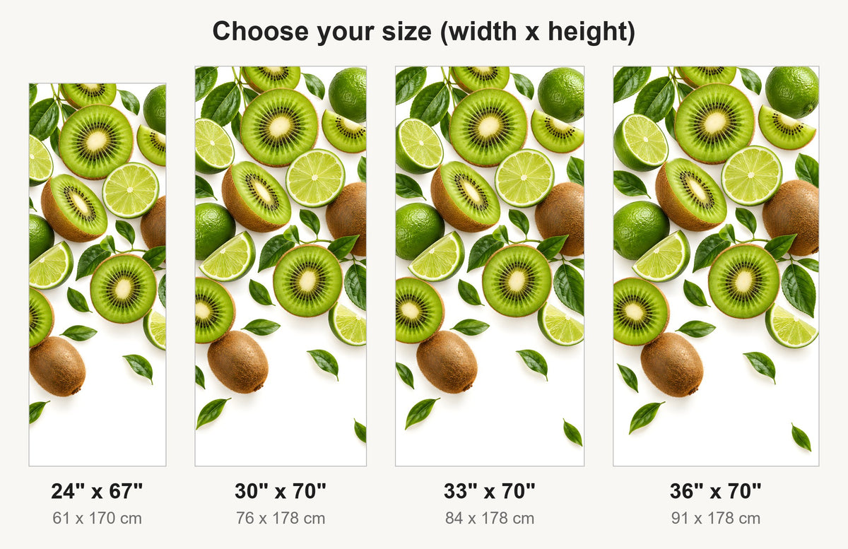 Kiwi & Lime Slices fridge wrap available sizes 24, 30, 33 and 36 inch