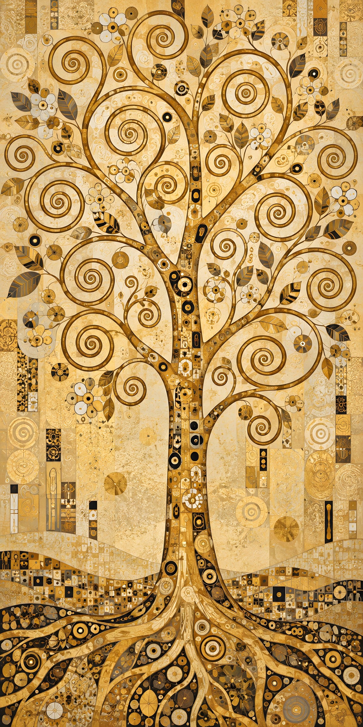 Klimt-Inspired Tree of Life fridge wrap full design
