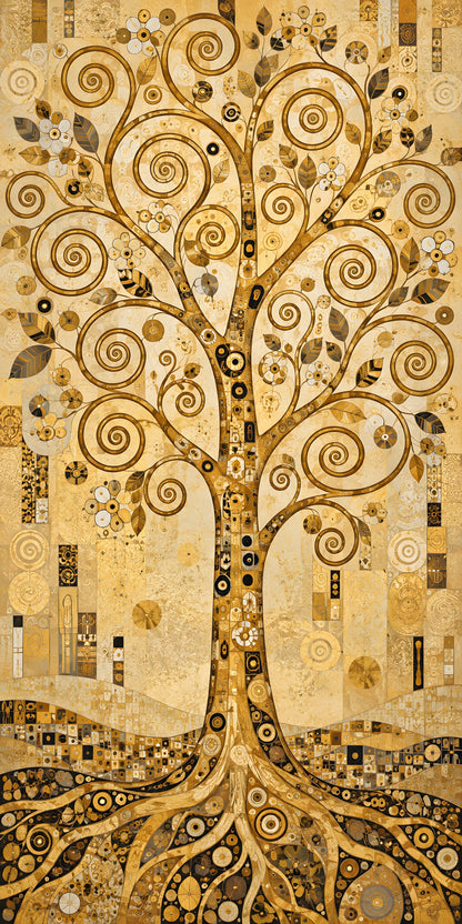 Klimt-Inspired Tree of Life fridge wrap full design