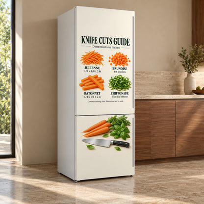 Knife Cuts Guide fridge wrap, refrigerator shown at an angle