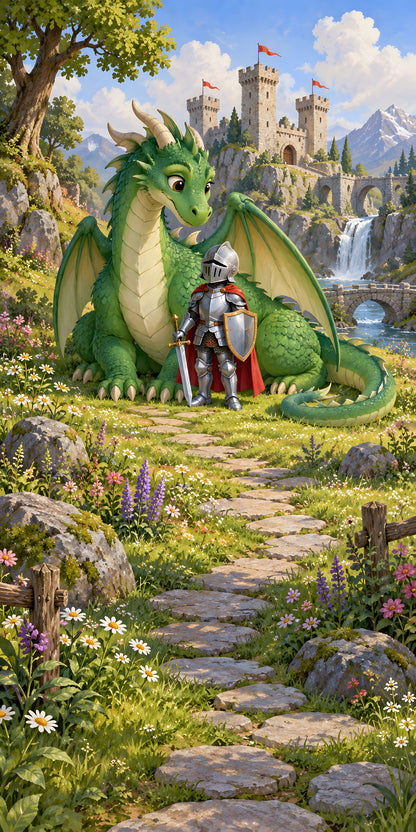 Knights & Dragons fridge wrap full design