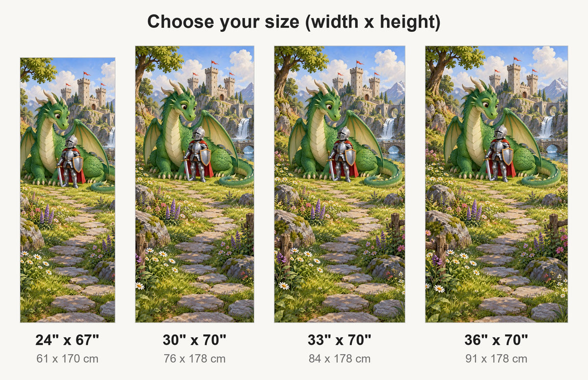 Knights & Dragons fridge wrap available sizes 24, 30, 33 and 36 inch