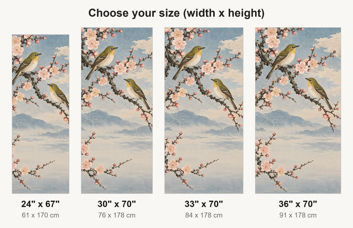 Koson-Inspired Birds & Blossoms fridge wrap available sizes 24, 30, 33 and 36 inch