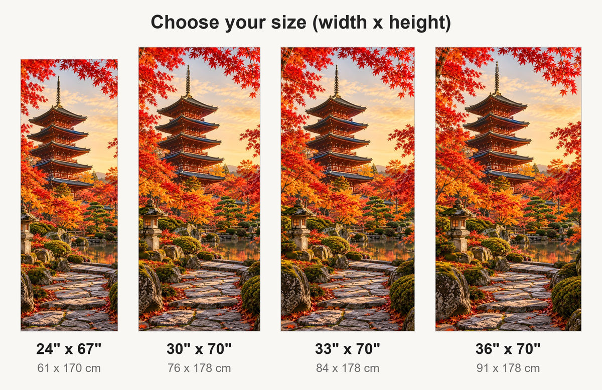 Kyoto Pagoda Autumn Maples fridge wrap available sizes 24, 30, 33 and 36 inch