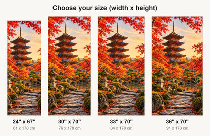 Kyoto Pagoda Autumn Maples fridge wrap available sizes 24, 30, 33 and 36 inch