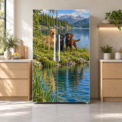Labrador Retrievers fridge wrap on a side-by-side refrigerator