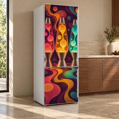 Lava Lamps fridge wrap, refrigerator shown at an angle