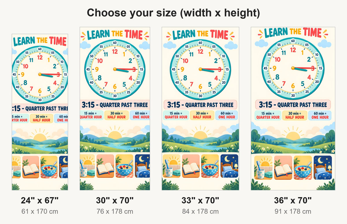 Learn the Time Clock fridge wrap available sizes 24, 30, 33 and 36 inch