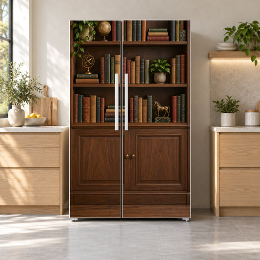 Library Bookshelf fridge wrap on a side-by-side refrigerator