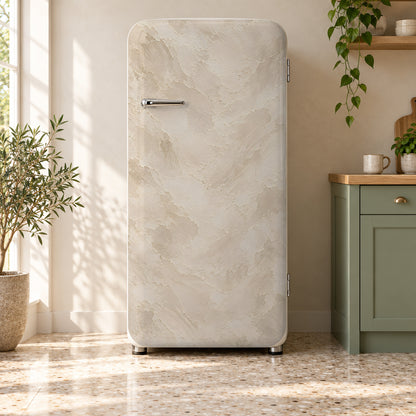 Limewash Plaster fridge wrap on a retro refrigerator