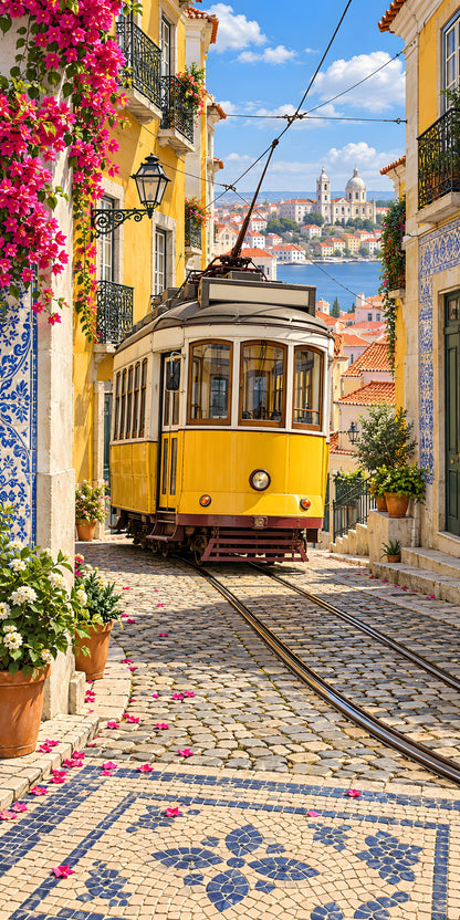 Lisbon Yellow Tram fridge wrap full design
