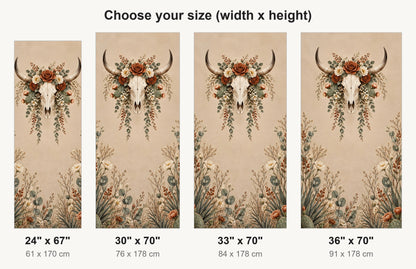 Longhorn Skull & Florals fridge wrap available sizes 24, 30, 33 and 36 inch
