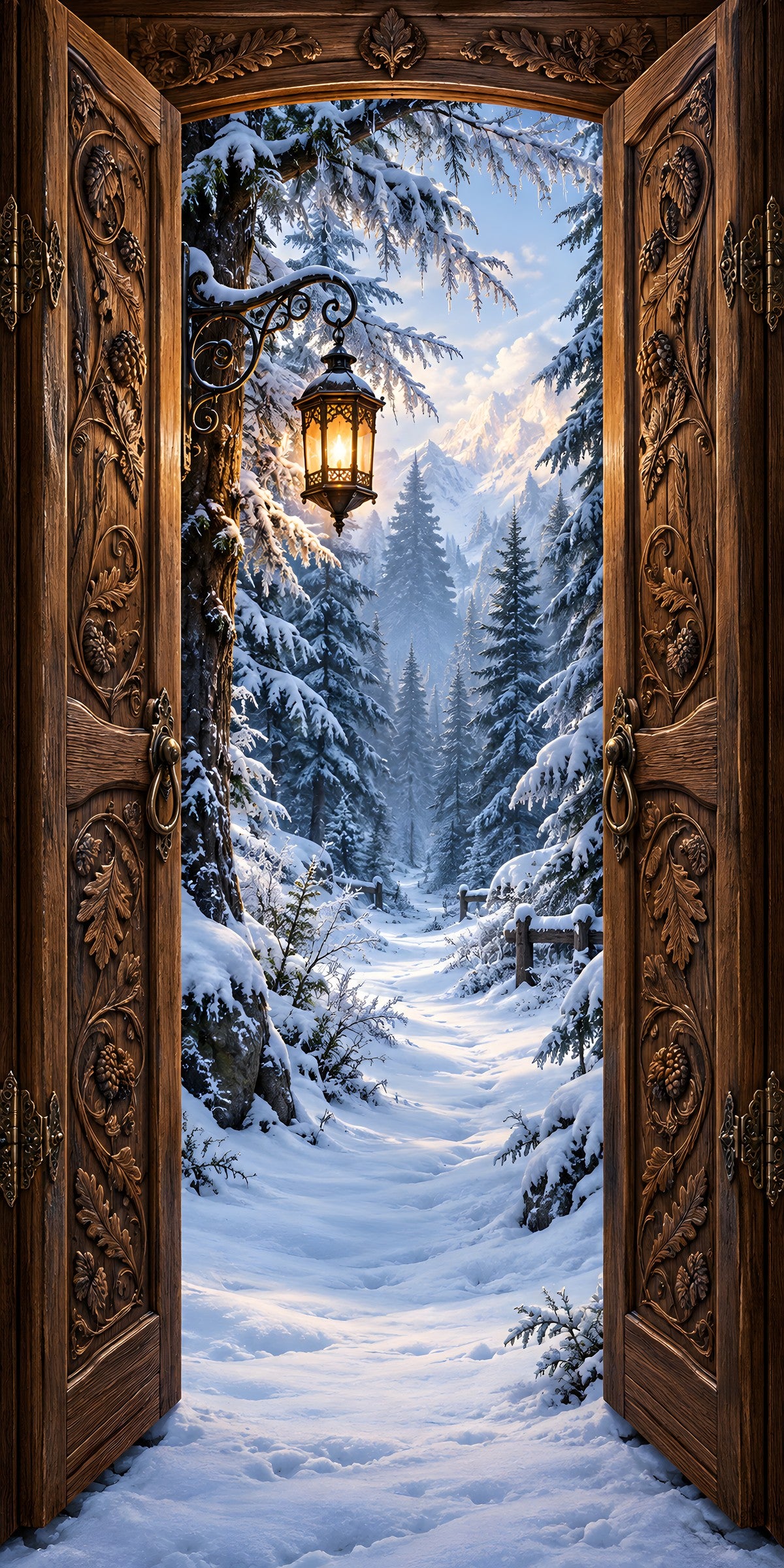 Magic Wardrobe Snowy Forest fridge wrap full design
