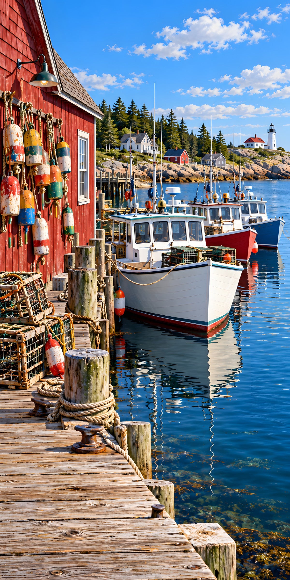 Maine Lobster Harbor fridge wrap full design