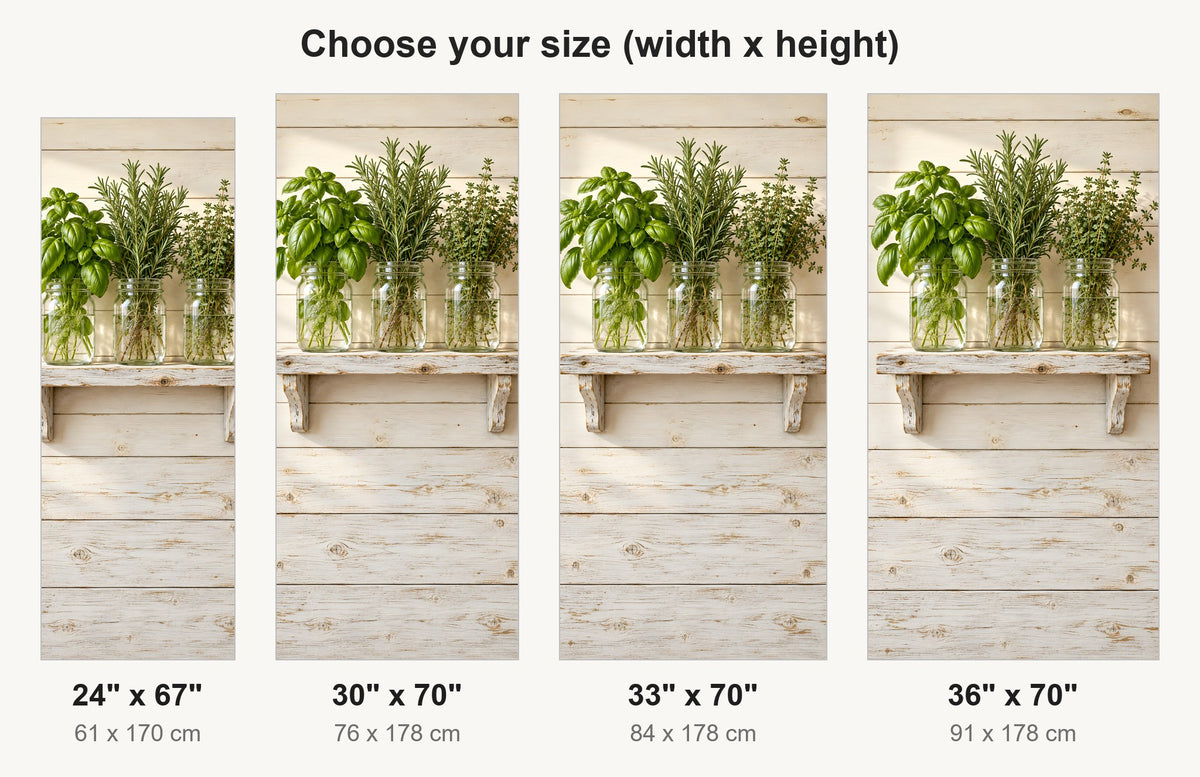Mason Jar Herbs fridge wrap available sizes 24, 30, 33 and 36 inch