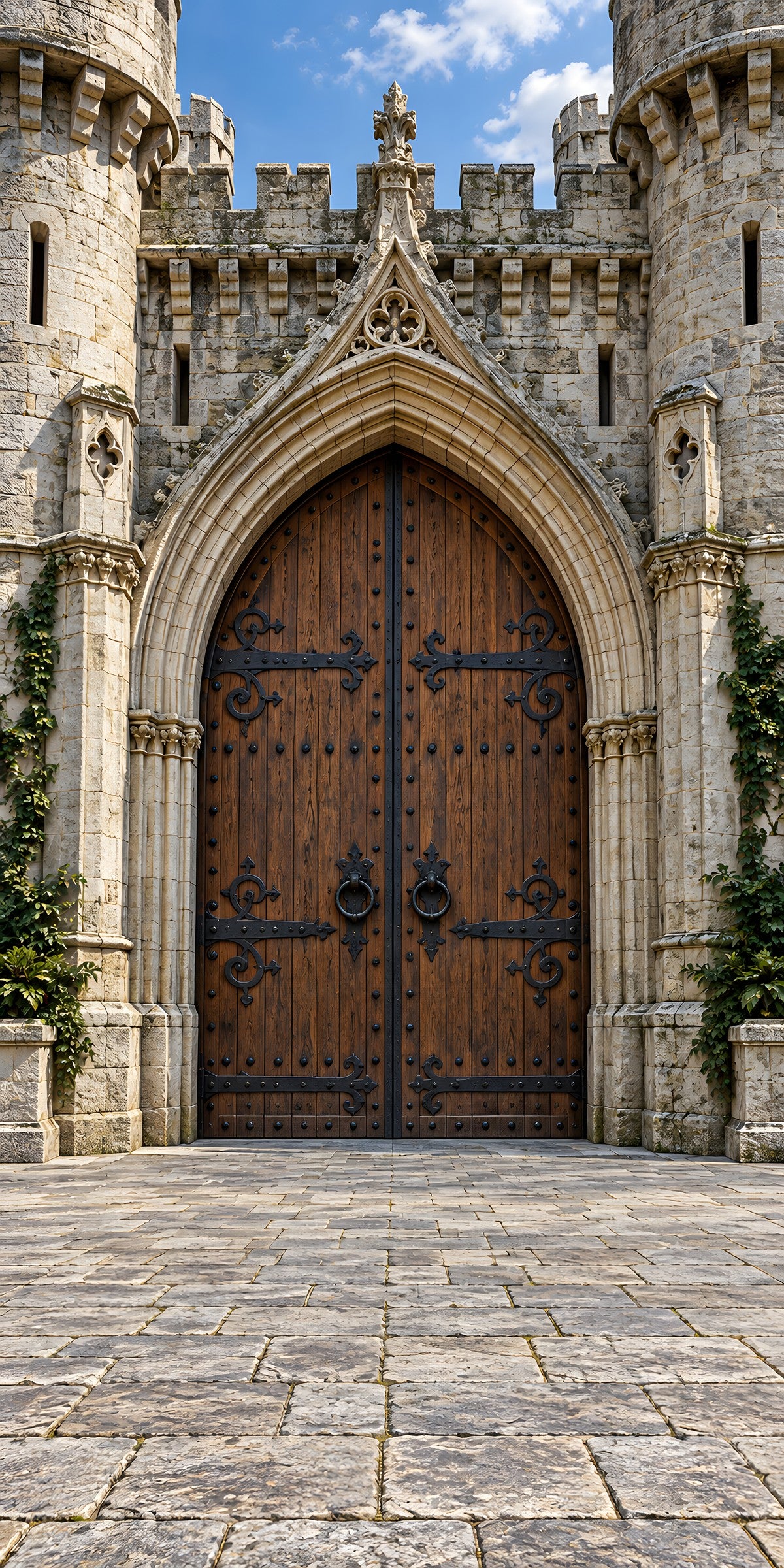 Medieval Castle Gate fridge wrap full design