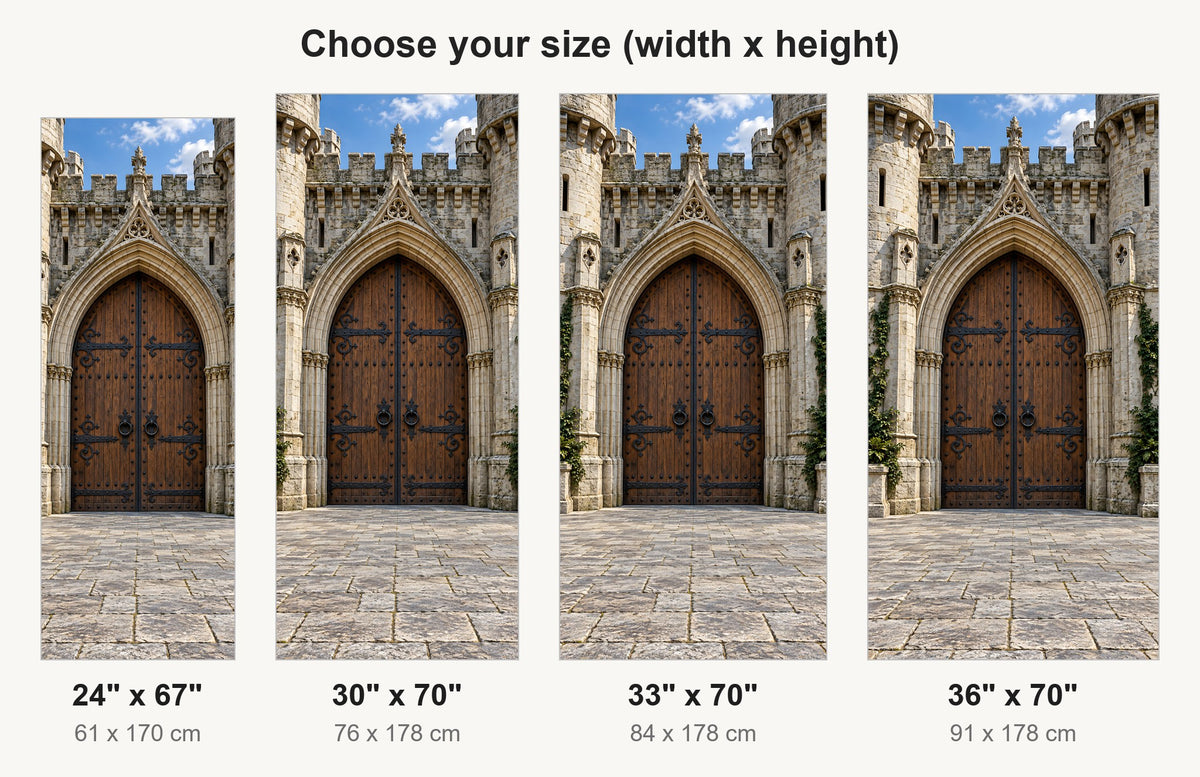 Medieval Castle Gate fridge wrap available sizes 24, 30, 33 and 36 inch