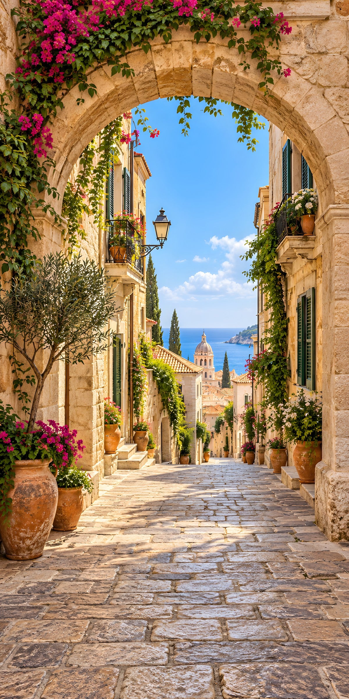 Mediterranean Street fridge wrap full design