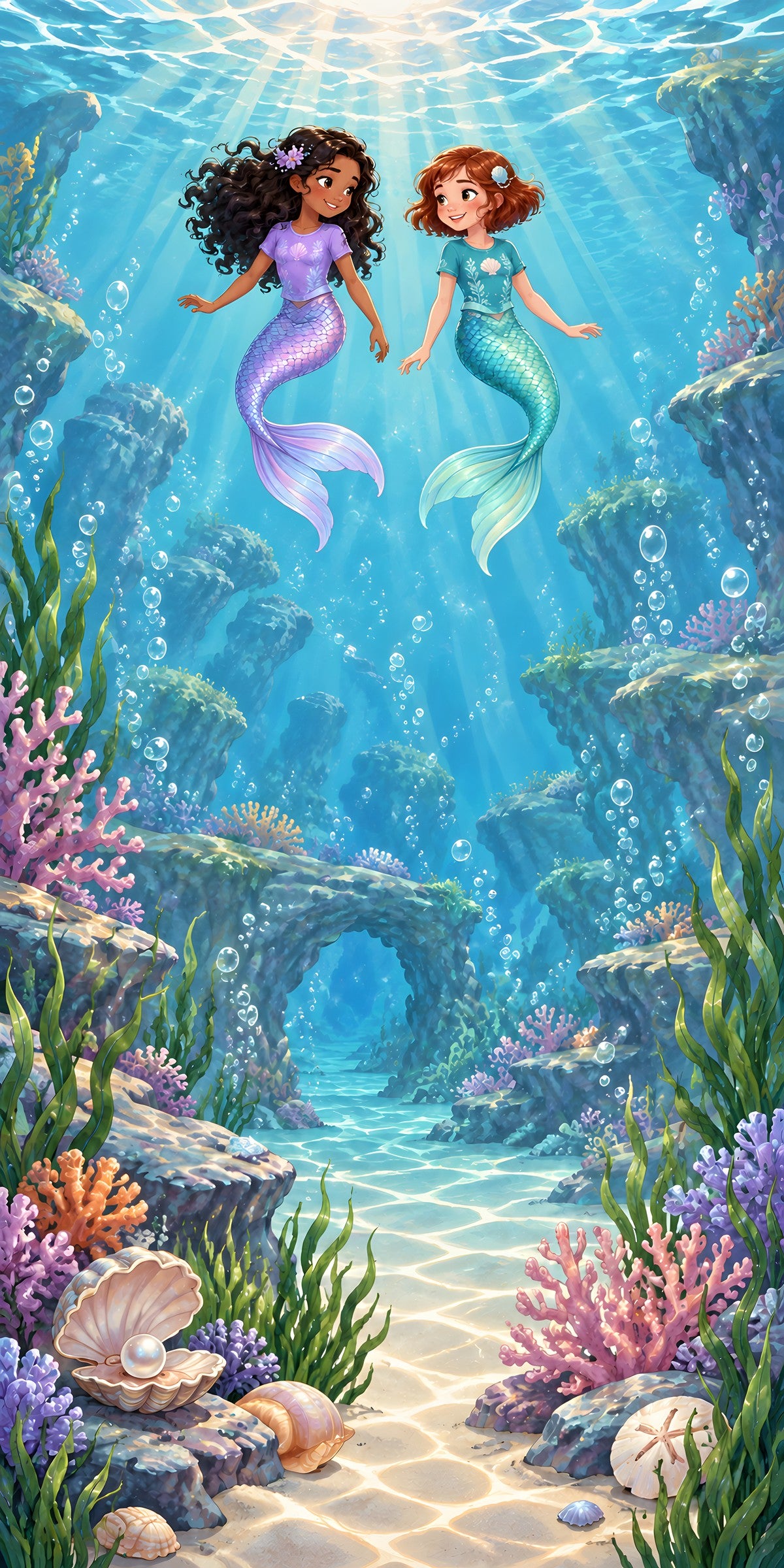 Mermaid Lagoon fridge wrap full design