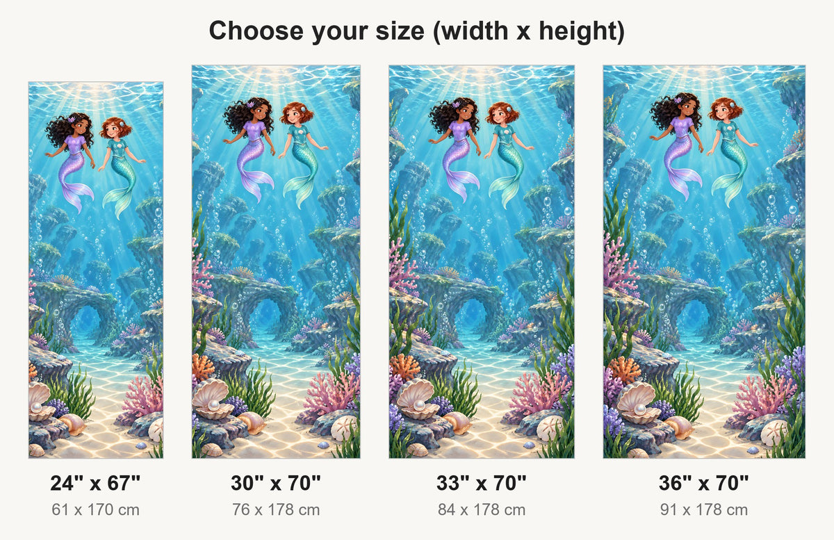 Mermaid Lagoon fridge wrap available sizes 24, 30, 33 and 36 inch