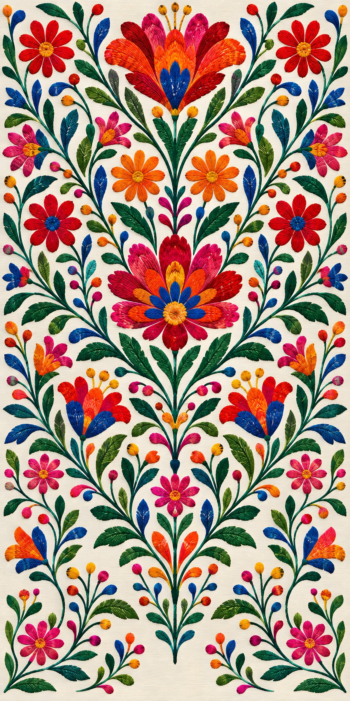 Mexican Embroidery Florals fridge wrap full design