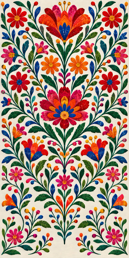 Mexican Embroidery Florals fridge wrap full design