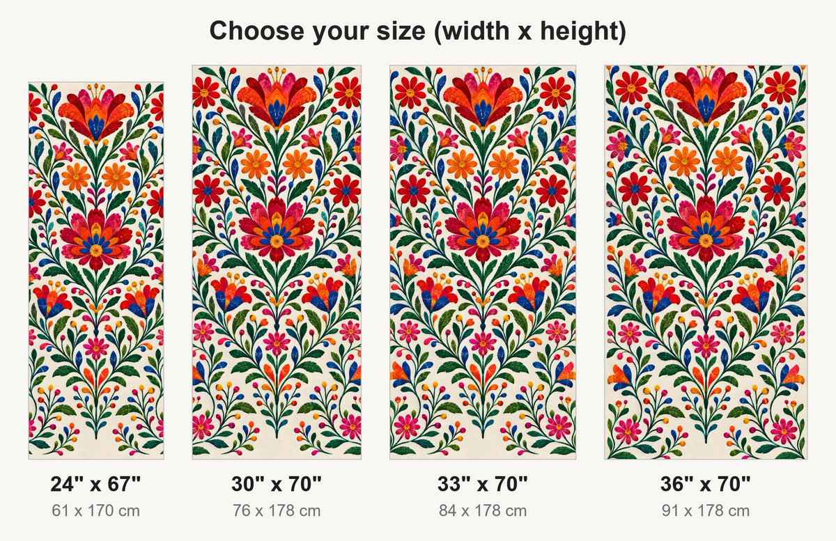 Mexican Embroidery Florals fridge wrap available sizes 24, 30, 33 and 36 inch