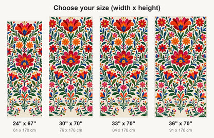 Mexican Embroidery Florals fridge wrap available sizes 24, 30, 33 and 36 inch