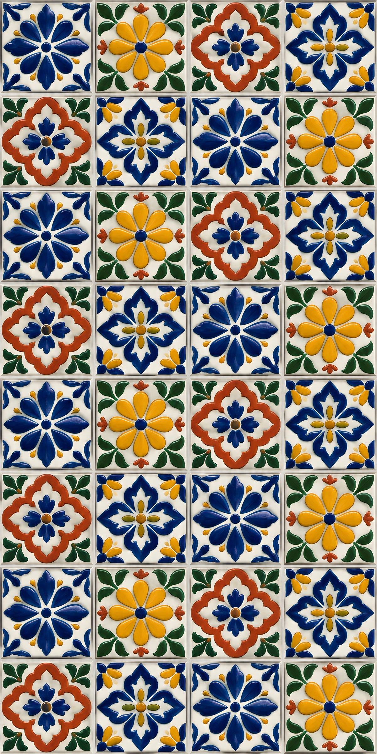 Mexican Talavera Tiles fridge wrap full design