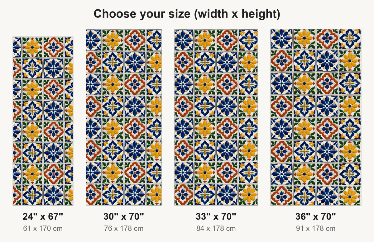 Mexican Talavera Tiles fridge wrap available sizes 24, 30, 33 and 36 inch