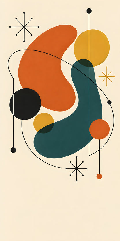Mid-Century Shapes fridge wrap full design