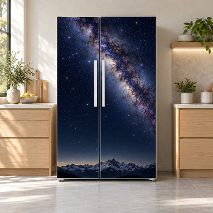 Milky Way over Mountains fridge wrap on a side-by-side refrigerator